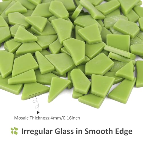 Green Glass Mosaic Tiles for Crafts Bulk (7.05 Ounce)