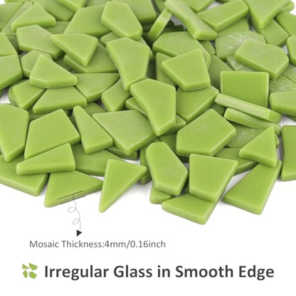 Green Glass Mosaic Tiles for Crafts Bulk (7.05 Ounce)