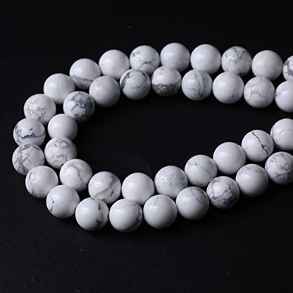 32pcs 12mm AAA Natural Stone Beads White Howlite Turquoises Round Loose Beads for Jewelry Making DIY Bracelet (16 Count)