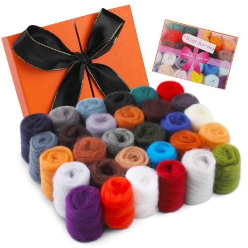 30 Colors Wool Roving for Needle Felting (30 Count)