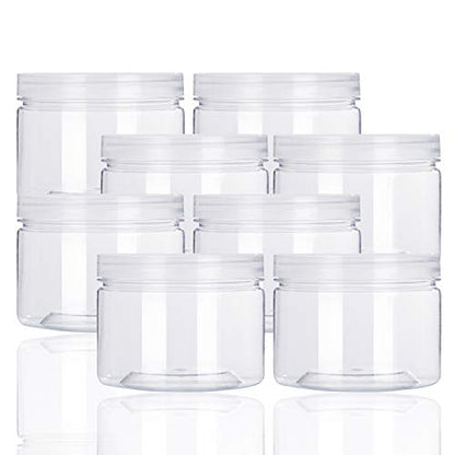 12oz Clear Plastic Storage Jars Containers (8 Count)