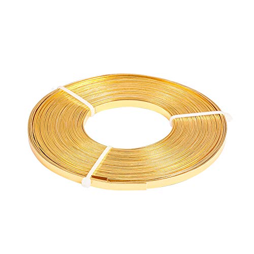 32.8Ft 5mm Aluminum Flat Wire Gold Bendable Metal Craft Wire Strip for Bezel Sculpting Armature Jewelry Making Gem Metal Wrap (32.8 Foot)
