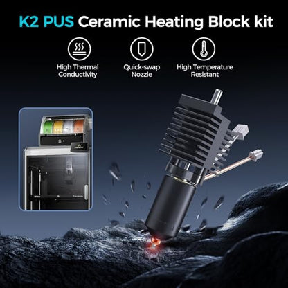 Official K2 Plus Ceramic Heating Block Hotend Kit