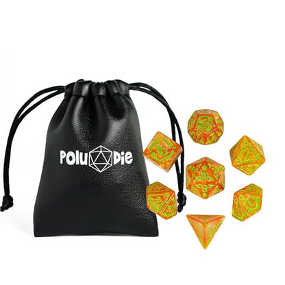7 Die DND Dice Set Scary Pattern Polyhedral Dice Set with Dice Bag (7 Count)