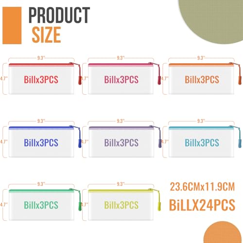 24pcs Mesh Zipper Pouch Bags 9.3 x 4.7 Inches