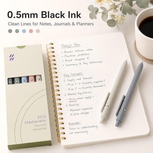 Gel Pens 5pcs 0.5mm Quick Dry Black Ink Fine Point Pens (5 Count)