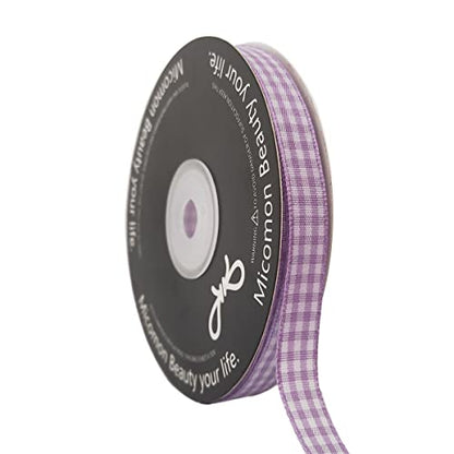 Purple Gingham Plaid Checked Ribbon 25 Yard Each Roll 100% Polyester (75 Foot)
