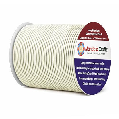 Ivory Waxed Cotton Cord for Jewelry Making