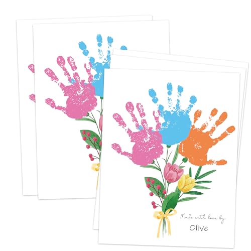 Flower Bouquet Handprint Art Craft Kit Birthday Gifts for Mom & Grandma (10 Count)