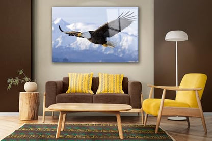 Eagle Printed Tempered Glass Wall Art Painting for Living Room