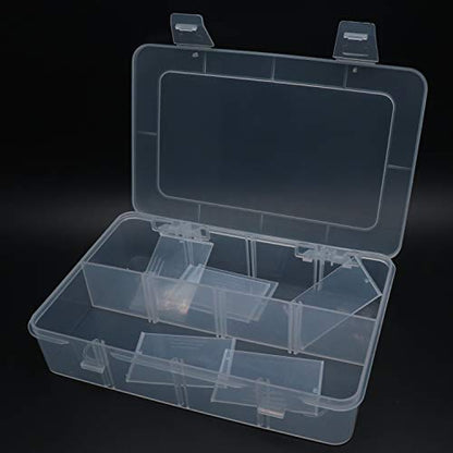 8 Bin Clear Plastic Organizer with Adjustable Dividers 7.3x4.9in