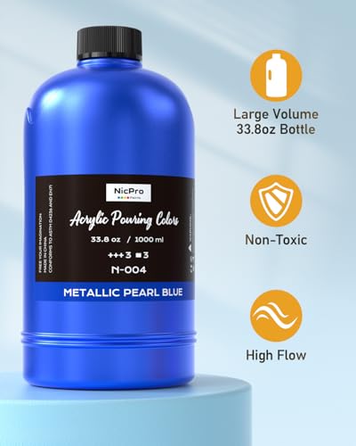 8 Colors 33.8 oz Large Bulk Metallic Acrylic Pouring Paint Kit (272.4 Fl Oz)