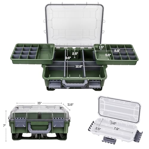 Universal Fishing Tackle Box with Two Small Tackle Tray