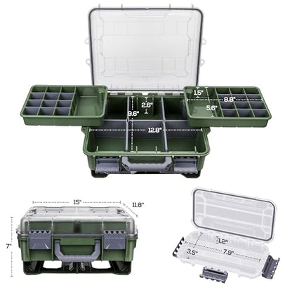 Universal Fishing Tackle Box with Two Small Tackle Tray