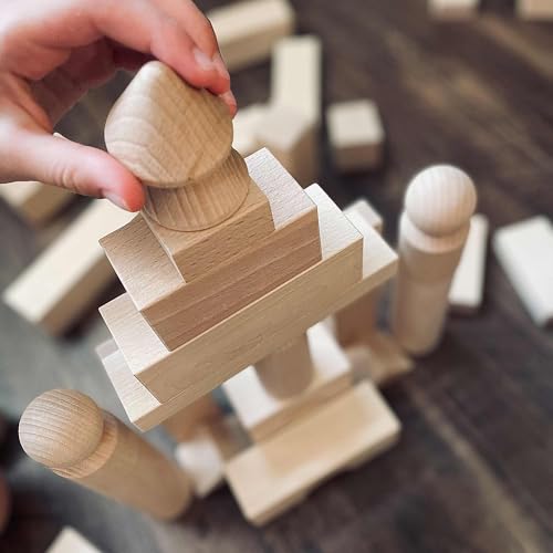 Wooden Building Blocks 60 Piece Set