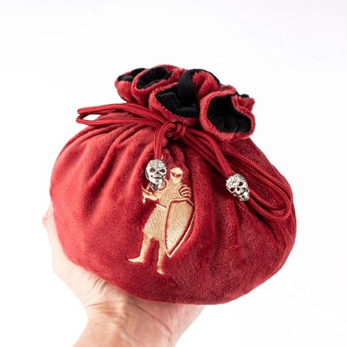 Large DND Dice Bag with Pockets Red Storage Bag for D&D RPG Games