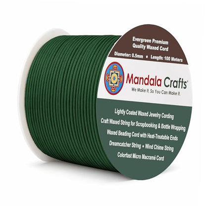 0.5mm Evergreen Waxed Cord (327 Foot)