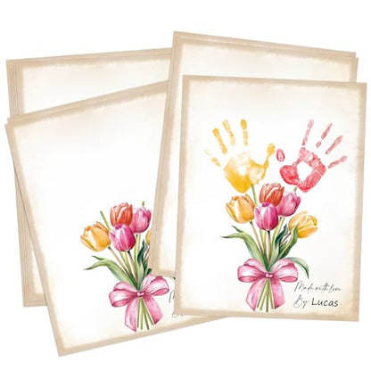 10 Pack Tulips Flower Bouquet Handprint Art (10 Count)