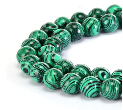 70pcs Synthetic Green Malachite Gemstone 10mm Round Beads (72 Count)
