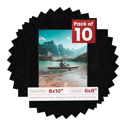 Pack of Ten Acid Free 8x10 Mats Bevel Cut for 6x8 Photos (10 Count)