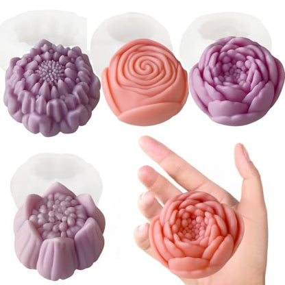 4PCS Large Flower Silicone Candle Molds