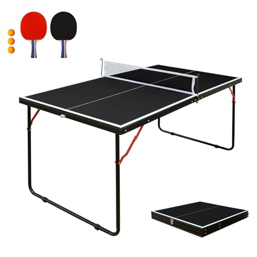 4.5FT/8FT/9FT Mid-Size Table Tennis Table (Black, 4.5FT)