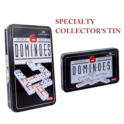 Double 6 Dominos Set for Adults with Tin Box Storage