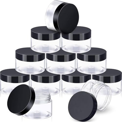 12 Pack 3 oz Plastic Container Jars with Lids Round Clear Travel Cosmetic Container Jars for Toiletries (12 Count)