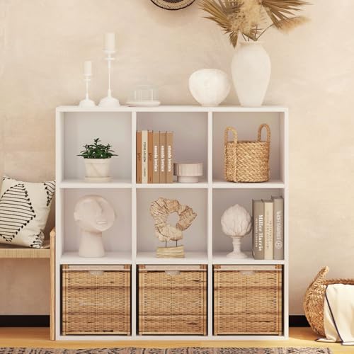 Wooden 9 Cube Storage Organizer with Closed Back Panel (9 Count)