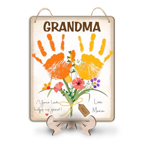 Custom DIY Baby Handprint Flowers Wooden Hanging Sign