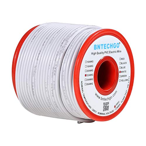 22 Gauge PVC Solid Electric Wire White 100 ft Hookup Wire
