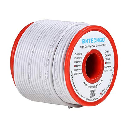 22 Gauge PVC Solid Electric Wire White 100 ft Hookup Wire
