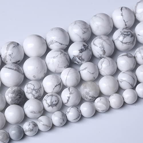 38pcs 10mm AAA Natural Stone Beads White Howlite Turquoises Round Loose Beads for Jewelry Making DIY Bracelet (16 Count)