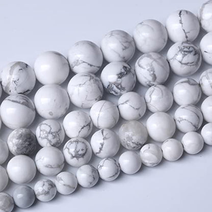 45pcs 8mm AAA Natural Stone Beads White Howlite Turquoises Round Loose Beads for Jewelry Making DIY Bracelet (16 Count)
