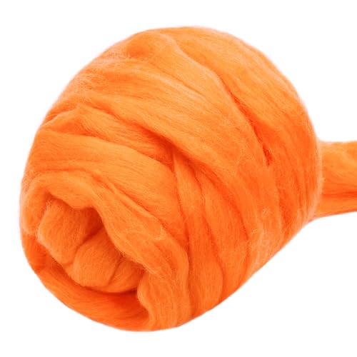 3.53oz Needle Felting Wool Roving for Needle Felting Orange Felting Wool (3.53 Ounce)