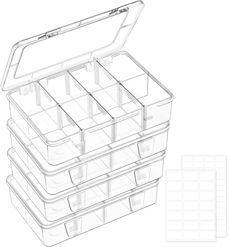8 Grids Plastic Organizer Box with Adjustable Dividers (4 Count)