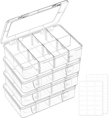 8 Grids Plastic Organizer Box with Adjustable Dividers (4 Count)