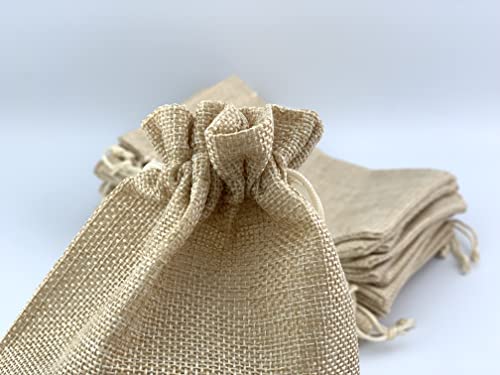 Pack of 25 Burlap Gift Bags with Drawstring Linen Jewelry Pouches Wedding Hessian Jute Bags for Birthday and Treat Pouches Party Wedding Favors Gift