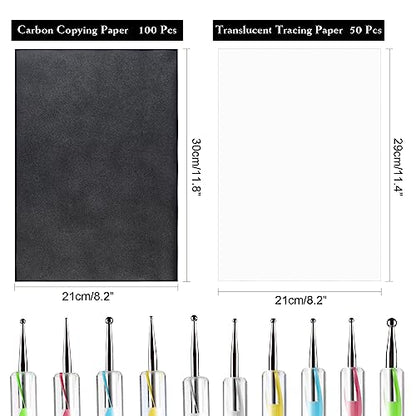 150 Sheets Black Carbon Copy Paper and Tracing Paper with Tool Set (150 Count)