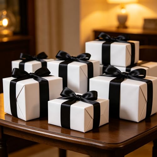 1 Inch x 100yds Black Satin Ribbon for Crafts (300 Foot)