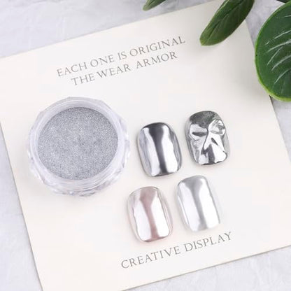 4 Colors Chrome Nail Powder Set Metallic Mirror Effect Nail Chrome Powder