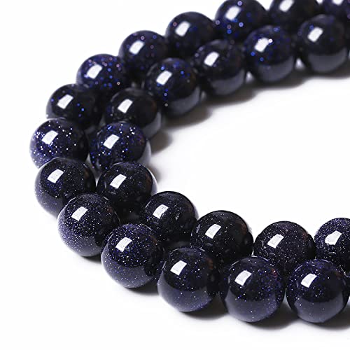 32PCS 12mm Starry Blue Sandstone Gemstone Beads Beads Natural Stone Round Loose Beads for Jewelry Making DIY Bracelet Necklace 15" Inch (16 Count)