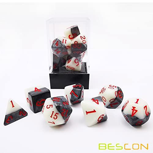 Bescon Two Tone Glowing Polyhedral Dice 7pcs Set Green Dawn