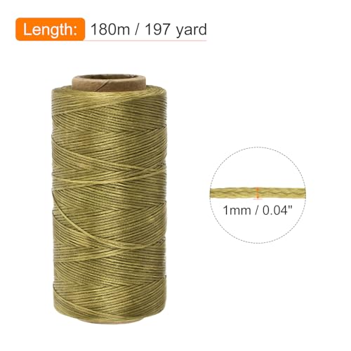 Waxed Thread 197 Yard 1mm 210D Flat Wax Thread Polyester Waxed String for Leather Sewing Hand Weaving Book Binding Home Decoration