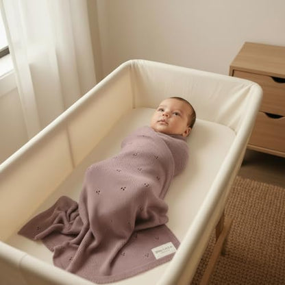 100% Luxury Organic Cotton Pointelle Knit Baby Quilt Blanket