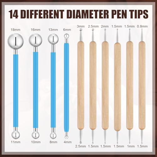 6 Sets Dot Painting Tools 60 Pcs Clay Pottery Modeling Metal Embossing Tools Ceramic Clay Dotting Supplies for Painting Mandalas Pottery Art Rock