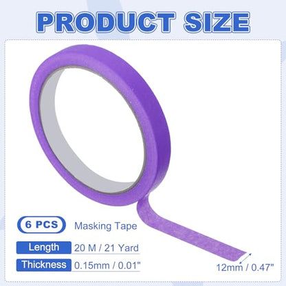 Masking Tape 0.5 Inch x 21 Yard Painter's Tape Purple Paint Tapes for DIY Crafts Arts Drawing Decoration Labeling Car Painting Artist Teachers