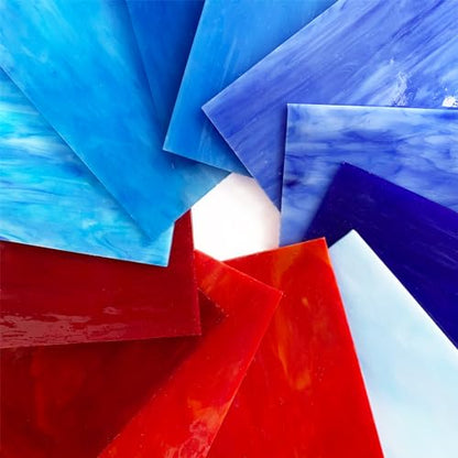 12 Sheets Red+Blue Stained Glass Sheets (12 Count)