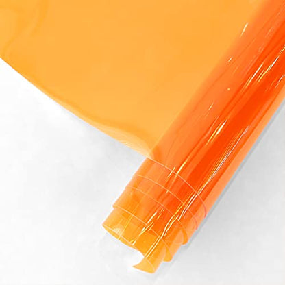 HYANG Orange Transparent PVC Super Clear Holographic Vinyl Faux Leather Sheets 1 Roll 12" x 47"