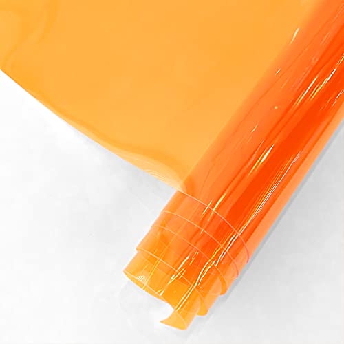 HYANG Orange Transparent PVC Super Clear Holographic Vinyl Faux Leather Sheets 1 Roll 12" x 47"